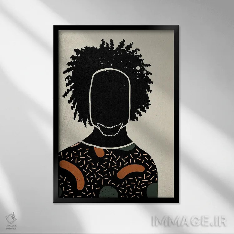 تابلو مینیمال موی مشکی نهم اثر دومونیک براون - نمای قابدار مشکی