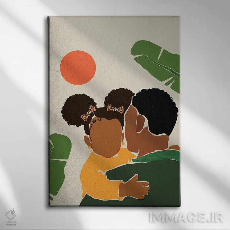 تابلو مینیمال پدر دختردار اثر دومونیک براون - نمای روبهرو روی دیوار