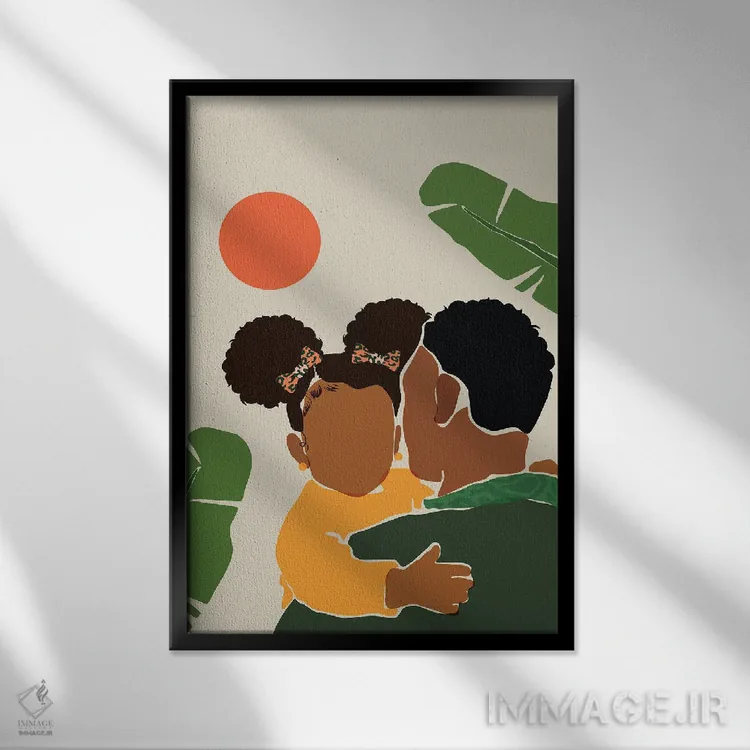 تابلو مینیمال پدر دختردار اثر دومونیک براون - نمای قابدار مشکی