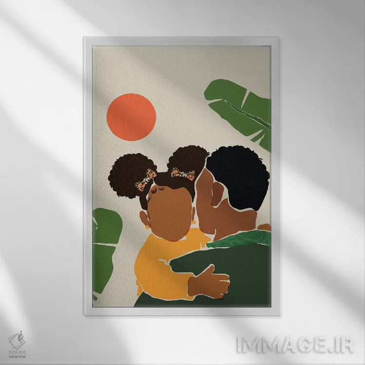 تابلو مینیمال پدر دختردار اثر دومونیک براون - نمای قابدار سفید