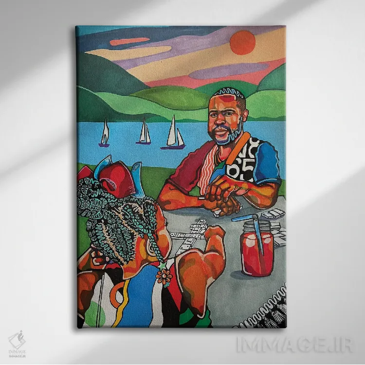 تابلو دکوراتیو دومینوها اثر دومونیک براون - نمای روبهرو روی دیوار