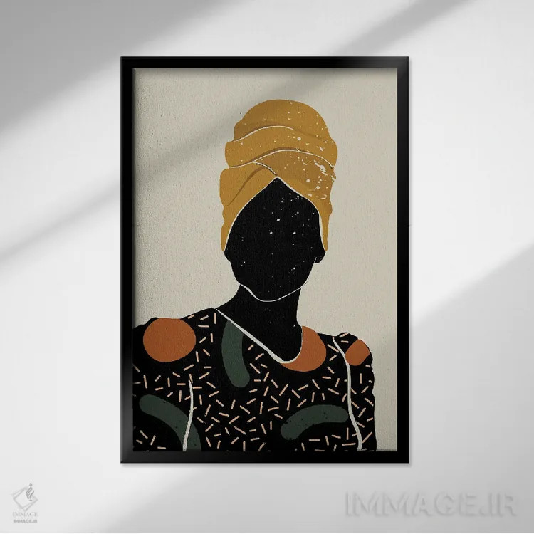 تابلو مینیمال موی مشکی دهم اثر دومونیک براون - نمای قابدار مشکی