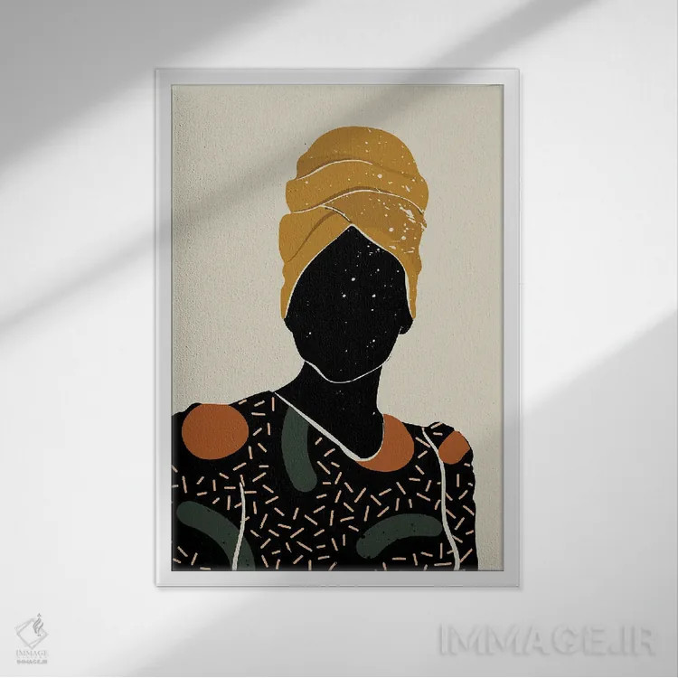 تابلو مینیمال موی مشکی دهم اثر دومونیک براون - نمای قابدار سفید