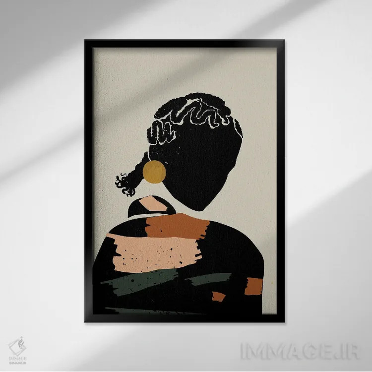 تابلو مینیمال موی مشکی دوازدهم اثر دومونیک براون - نمای قابدار مشکی
