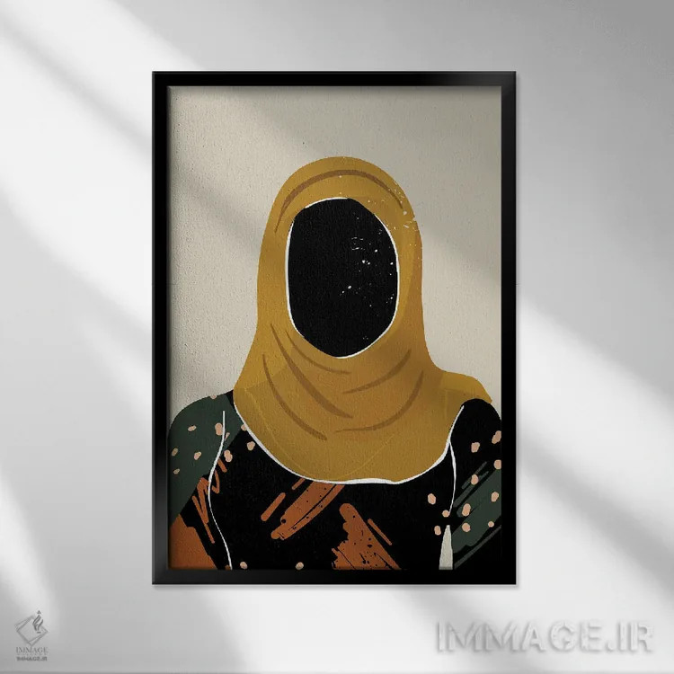تابلو مینیمال موی مشکی سیزدهم اثر دومونیک براون - نمای قابدار مشکی