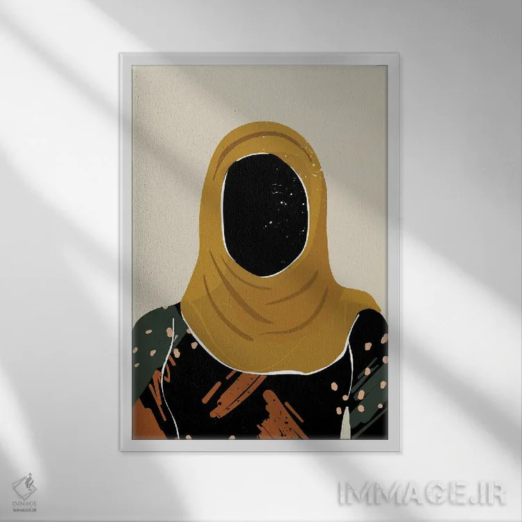 تابلو مینیمال موی مشکی سیزدهم اثر دومونیک براون - نمای قابدار سفید