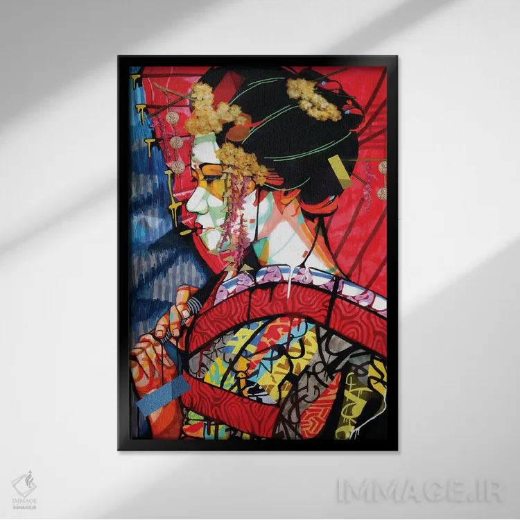 تابلو دکوراتیو گیشای آمریکایی اثر دومونیک براون - نمای قابدار مشکی