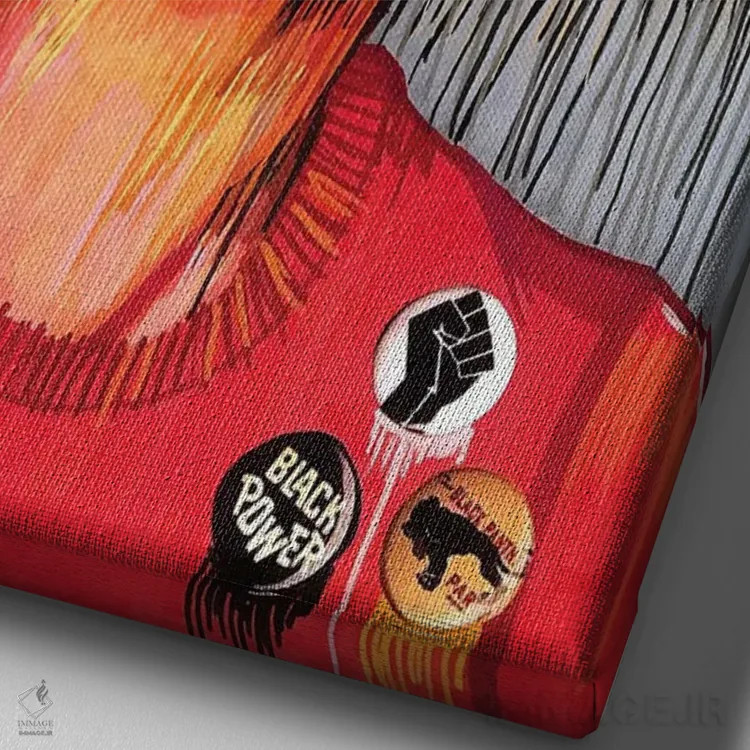 تابلو دکوراتیو آنجلا دیویس اثر دومونیک براون - نمای نزدیک بافت بوم