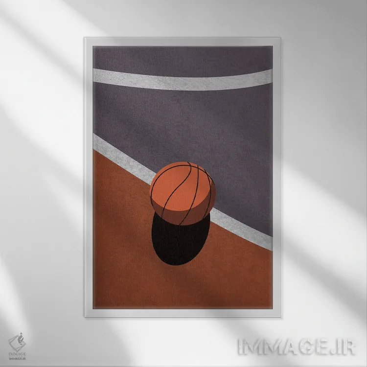 تابلو دکوراتیو بسکتبال عزیز اثر دومونیک براون - نمای قابدار سفید