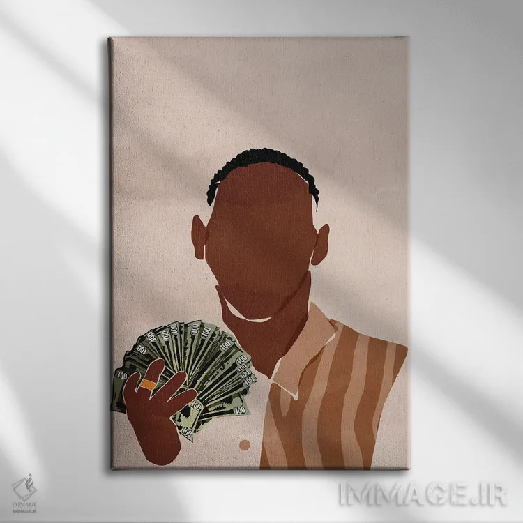 تابلو دکوراتیو من یک مرد ثروتمندم اثر دومونیک براون - نمای روبهرو روی دیوار