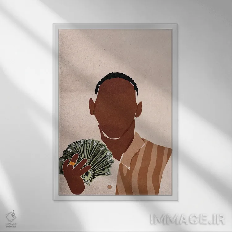 تابلو دکوراتیو من یک مرد ثروتمندم اثر دومونیک براون - نمای قابدار سفید