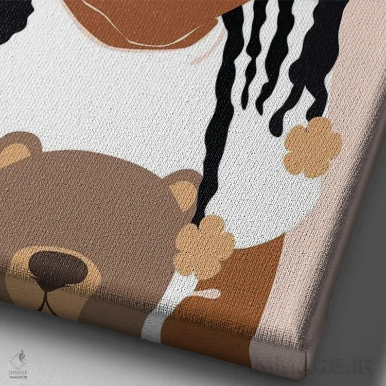 تابلو مینیمال دختر کوچولو اثر دومونیک براون - نمای نزدیک بافت بوم