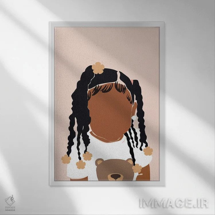 تابلو مینیمال دختر کوچولو اثر دومونیک براون - نمای قابدار سفید