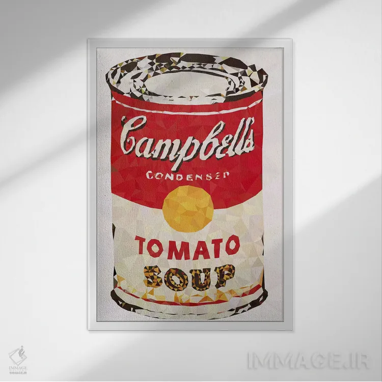 تابلو دکوراتیو قوطی سوپ کمپبل اثر فایو بای فایو کالکتیو - نمای قابدار سفید