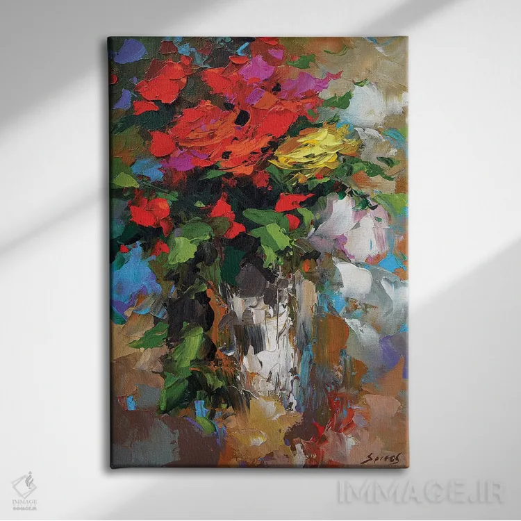 تابلو دکوراتیو رزها ۱ اثر دمیتری اسپیروس - نمای روبهرو روی دیوار