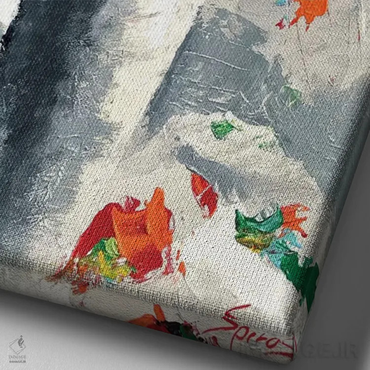 تابلو دکوراتیو شقایق های قرمز اثر دمیتری اسپیروس - نمای نزدیک بافت بوم