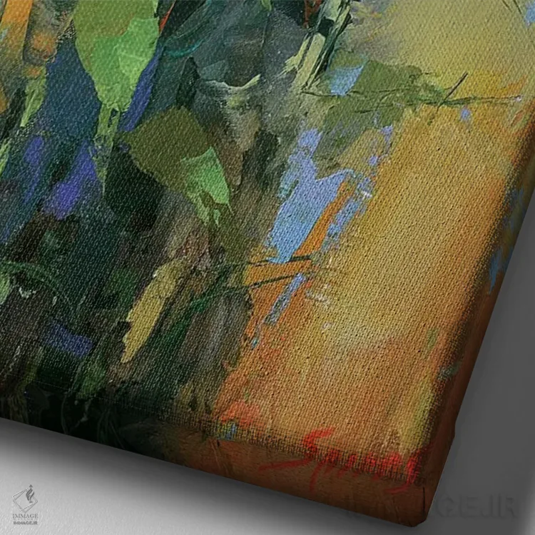 تابلو دکوراتیو رزها ۲ اثر دمیتری اسپیروس - نمای نزدیک بافت بوم