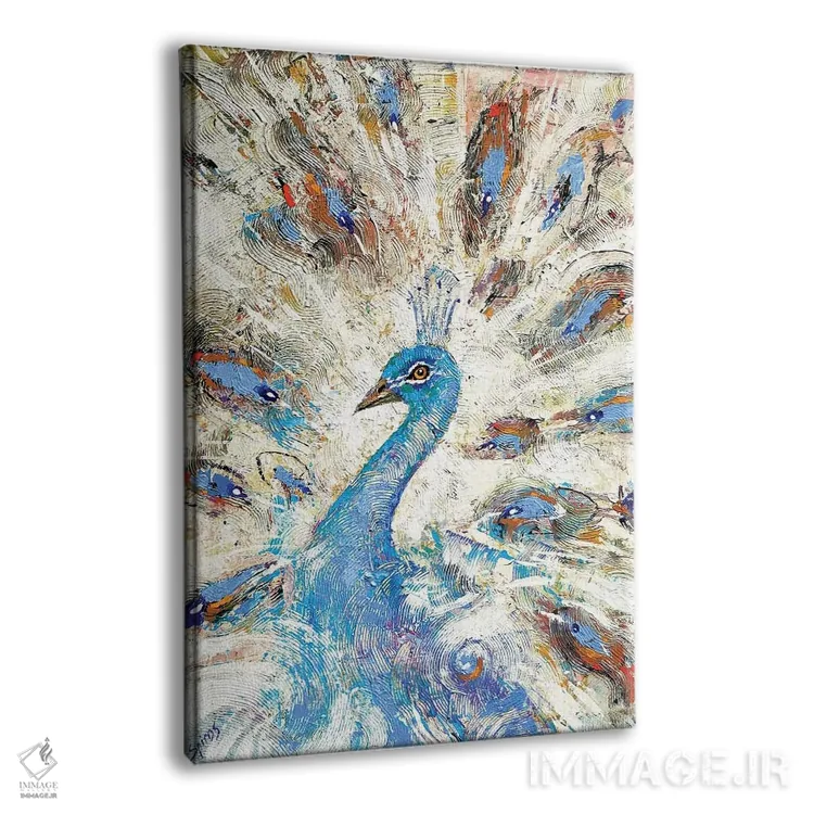 تابلو دکوراتیو طاووس آبی اثر دمیتری اسپیروس - نمای پرسپکتیو محصول
