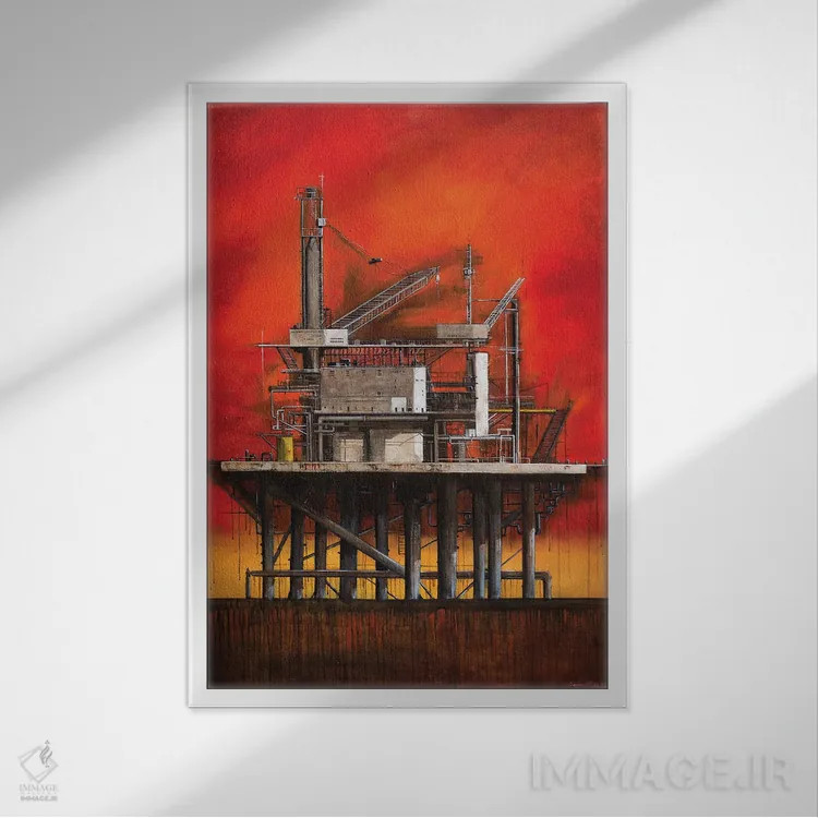 تابلو دکوراتیو دکل نفتی اثر دانا مک کلار - نمای قابدار سفید