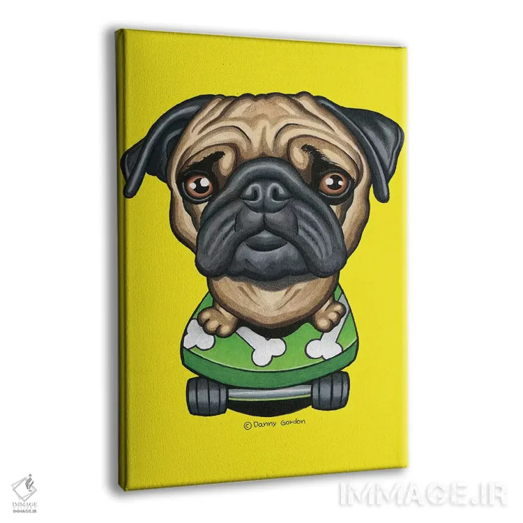 تابلو دکوراتیو پاگ با اسکیت بورد استخوانی اثر دنی گوردون - نمای پرسپکتیو محصول