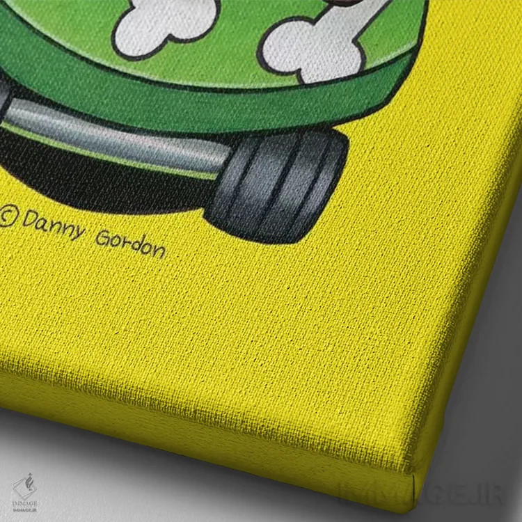 تابلو دکوراتیو پاگ با اسکیت بورد استخوانی اثر دنی گوردون - نمای نزدیک بافت بوم