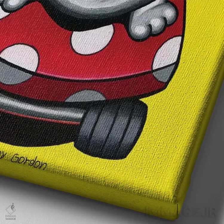 تابلو دکوراتیو تریر بوستون روی اسکیت بورد اثر دنی گوردون - نمای نزدیک بافت بوم