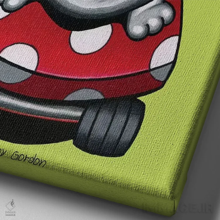 تابلو دکوراتیو تریر بوستون با اسکیت بورد لیمویی اثر دنی گوردون - نمای نزدیک بافت بوم