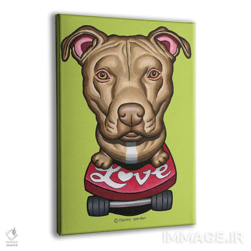 تابلو دکوراتیو پیت بول با اسکیت بورد و عشق اثر دنی گوردون - نمای پرسپکتیو محصول