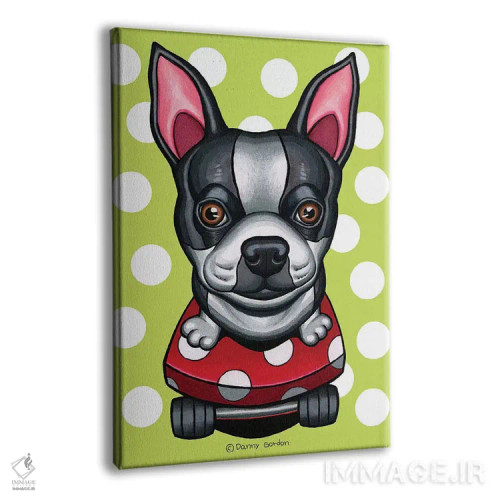 تابلو دکوراتیو تریر بوستون با اسکیت بورد دایره های سفید اثر دنی گوردون - نمای پرسپکتیو محصول