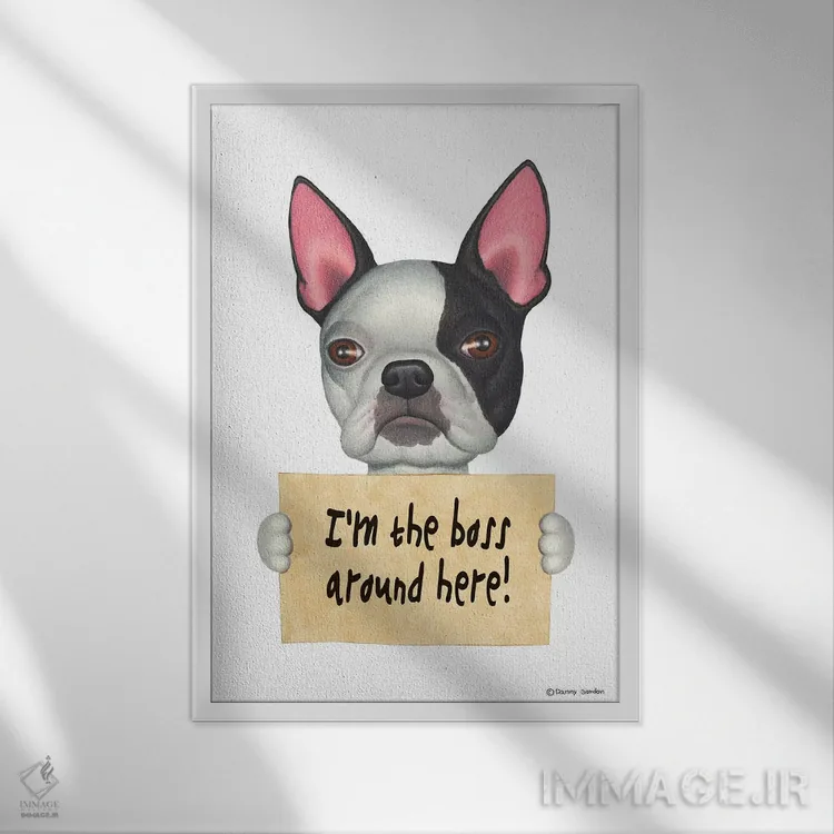 تابلو دکوراتیو تریر بوستون: من رئیس هستم اثر دنی گوردون - نمای قابدار سفید