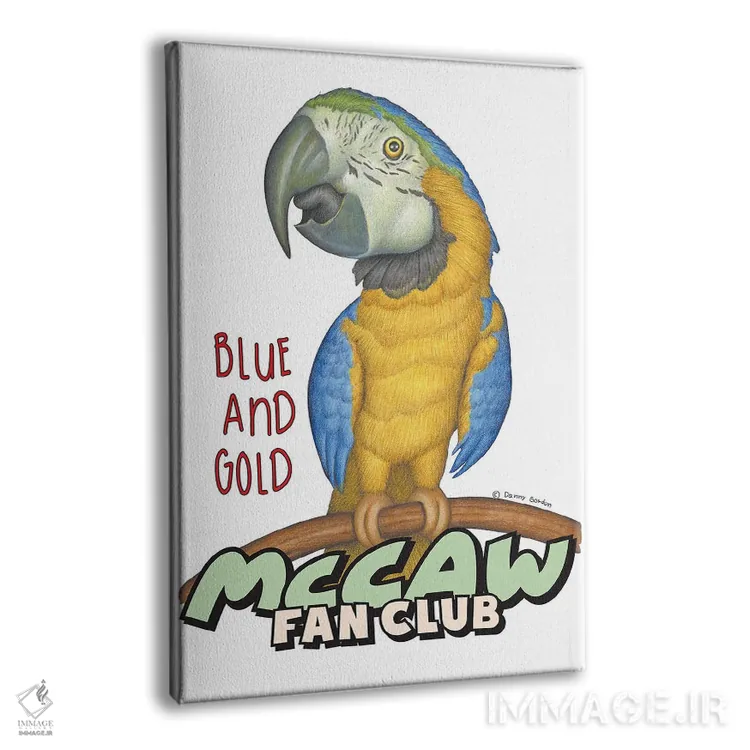 تابلو دکوراتیو باشگاه هواداران طوطی ماکائو آبی و زرد اثر دنی گوردون - نمای پرسپکتیو محصول