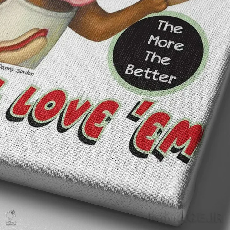 تابلو دکوراتیو داشهوند فروشنده هات داگ اثر دنی گوردون - نمای نزدیک بافت بوم