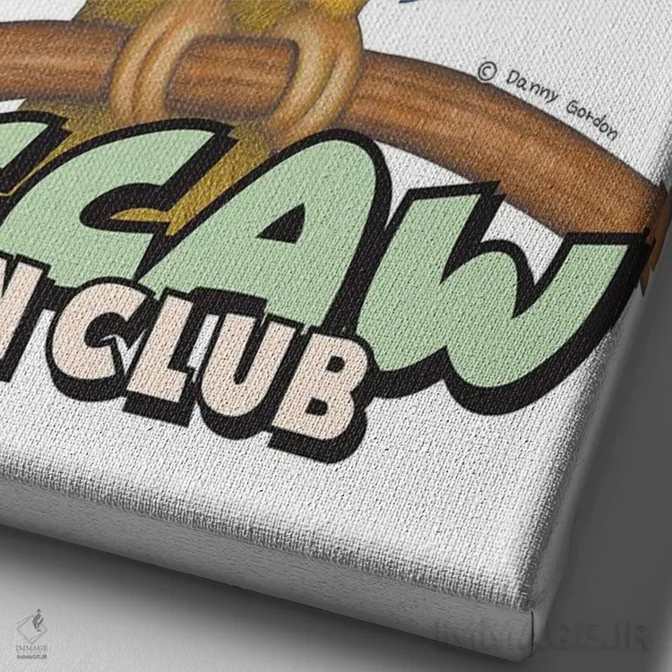 تابلو دکوراتیو باشگاه هواداران طوطی ماکائو آبی و زرد اثر دنی گوردون - نمای نزدیک بافت بوم