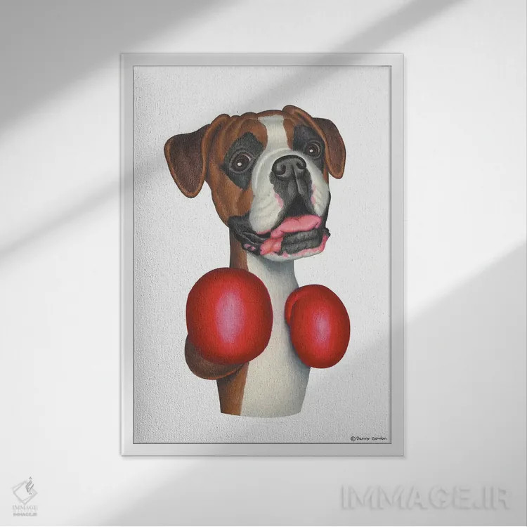 تابلو دکوراتیو باکسر بوکسور اثر دنی گوردون - نمای قابدار سفید