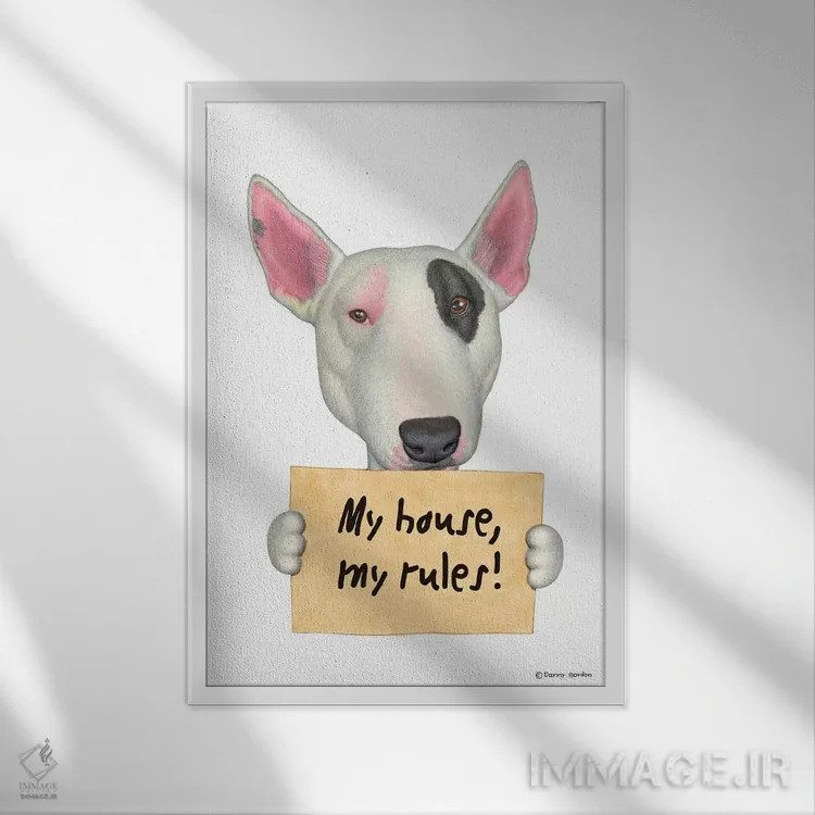 تابلو دکوراتیو بول تریر اثر دنی گوردون - نمای قابدار سفید