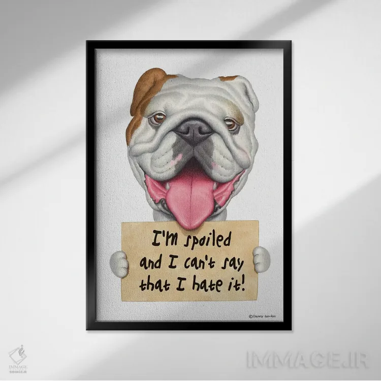 تابلو دکوراتیو بولداگ اثر دنی گوردون - نمای قابدار مشکی