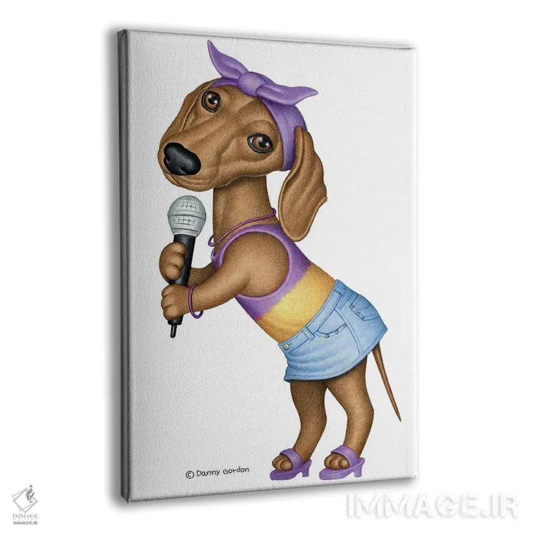 تابلو دکوراتیو داشهوند خواننده اثر دنی گوردون - نمای پرسپکتیو محصول