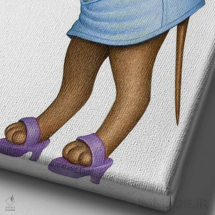 تابلو دکوراتیو داشهوند خواننده اثر دنی گوردون - نمای نزدیک بافت بوم