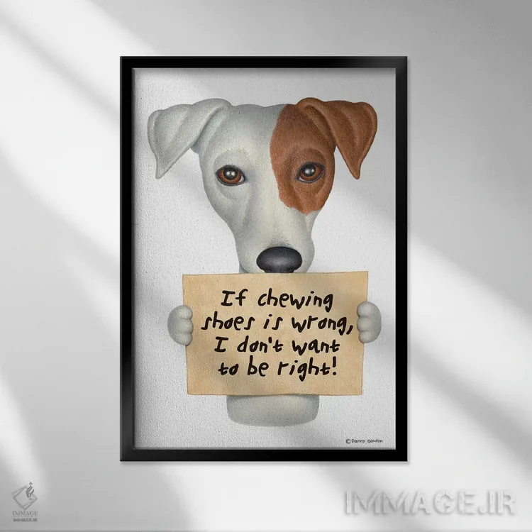 تابلو دکوراتیو میکس جک راسل اثر دنی گوردون - نمای قابدار مشکی