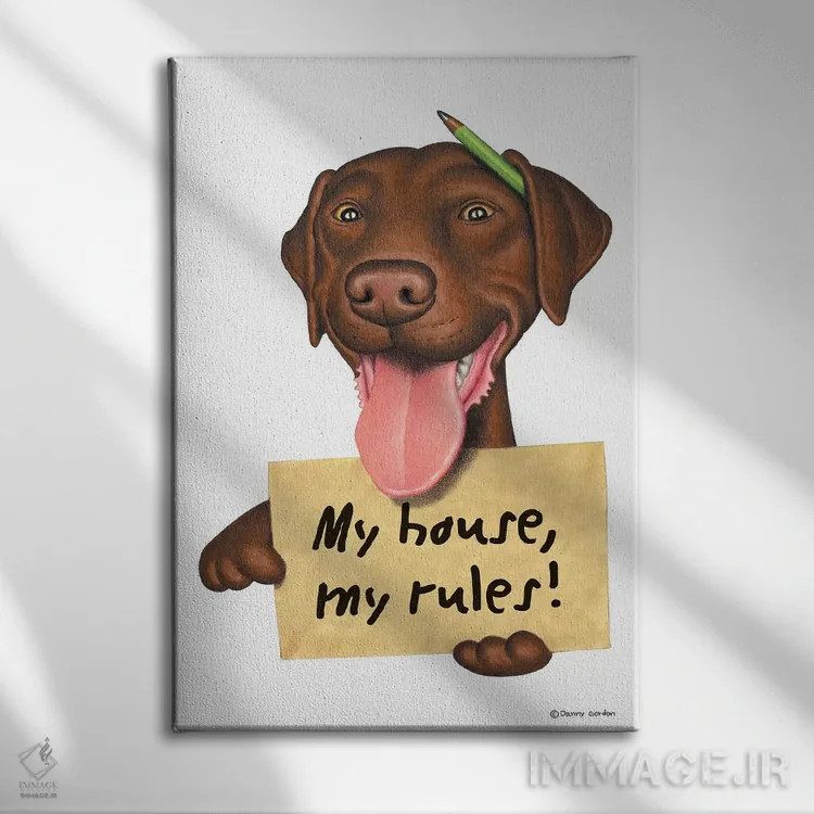 تابلو دکوراتیو خانه من، لابرادور رتریور اثر دنی گوردون - نمای روبهرو روی دیوار