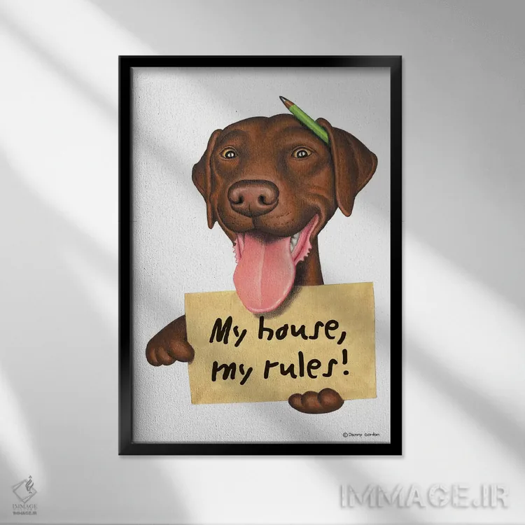 تابلو دکوراتیو خانه من، لابرادور رتریور اثر دنی گوردون - نمای قابدار مشکی