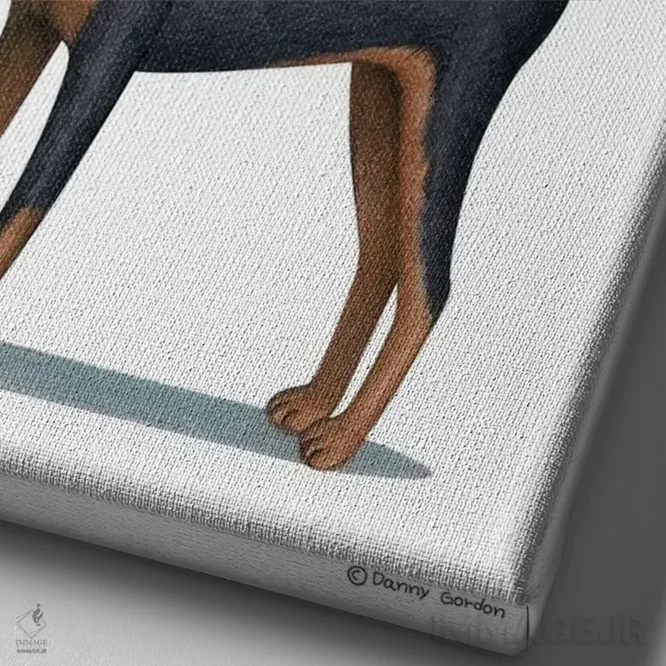 تابلو دکوراتیو مینیاتور پینشر اثر دنی گوردون - نمای نزدیک بافت بوم