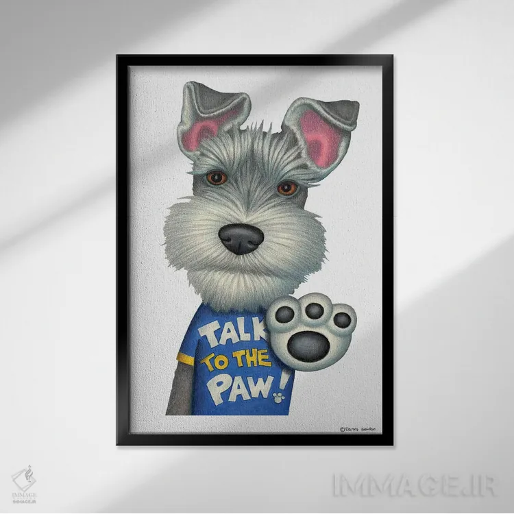 تابلو دکوراتیو شناوزر: با پنجه صحبت کن اثر دنی گوردون - نمای قابدار مشکی