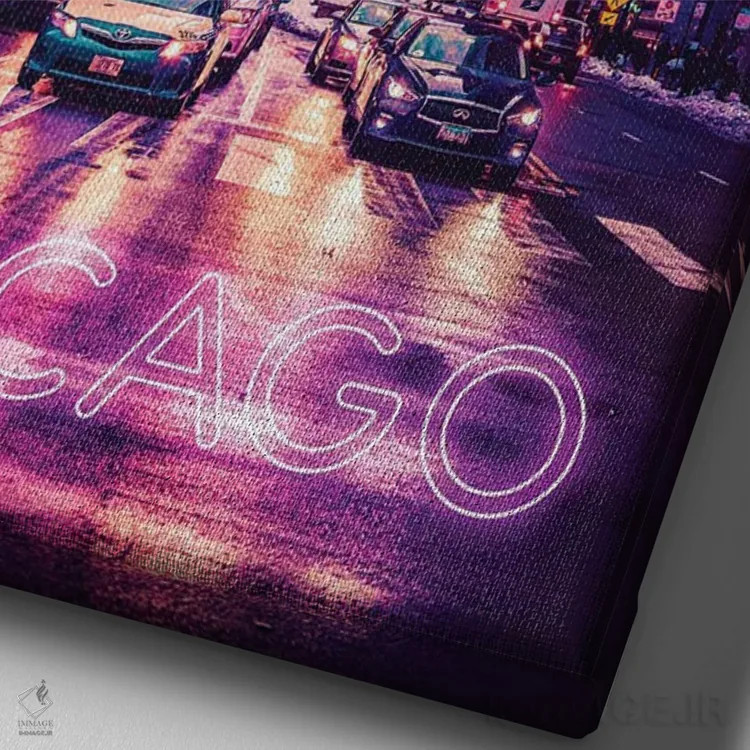 تابلو دکوراتیو شیکاگو اثر دانی آرت - نمای نزدیک بافت بوم