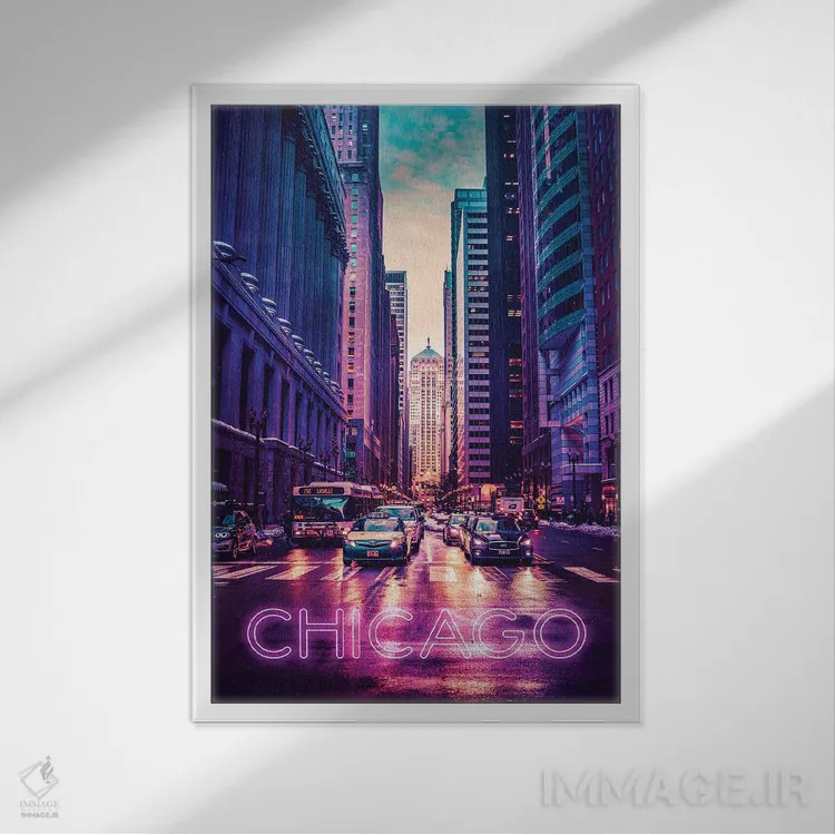 تابلو دکوراتیو شیکاگو اثر دانی آرت - نمای قابدار سفید