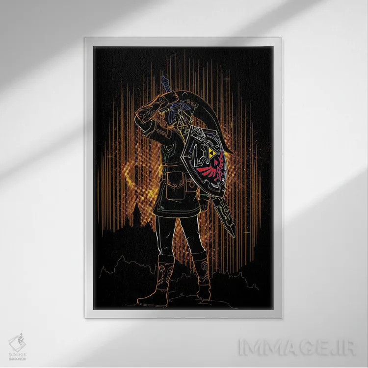 تابلو دکوراتیو سایه قهرمان زمان اثر دانی آرت - نمای قابدار سفید