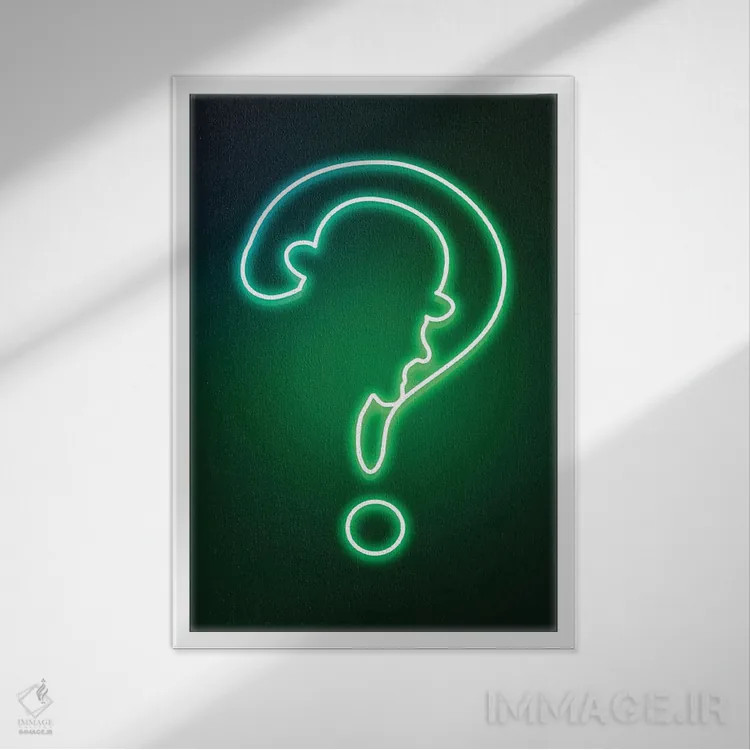 تابلو دکوراتیو معمای نئونی اثر دانی آرت - نمای قابدار سفید