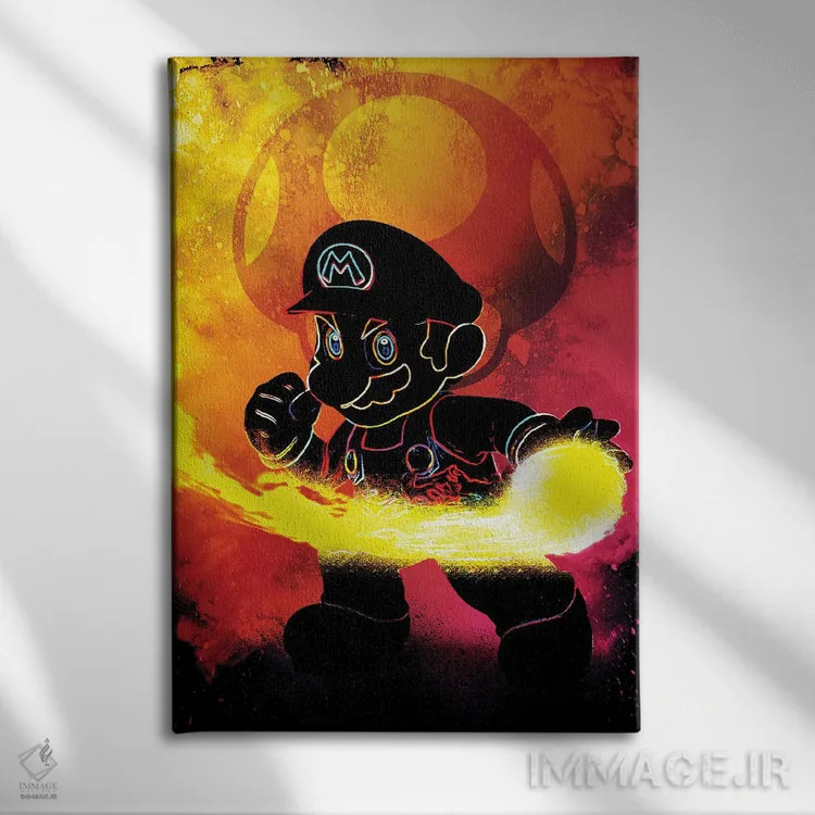 تابلو دکوراتیو روح لوله کش قرمز اثر دانی آرت - نمای روبهرو روی دیوار