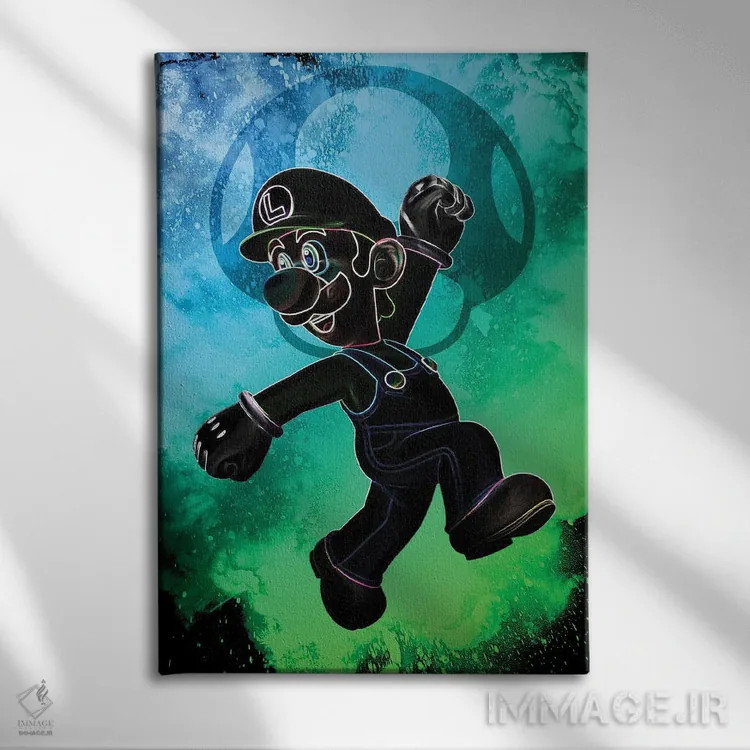 تابلو دکوراتیو روح لوله کش سبز اثر دانی آرت - نمای روبهرو روی دیوار