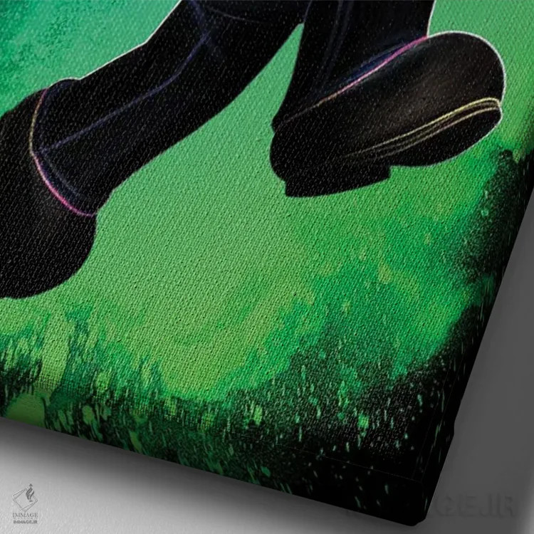 تابلو دکوراتیو روح لوله کش سبز اثر دانی آرت - نمای نزدیک بافت بوم